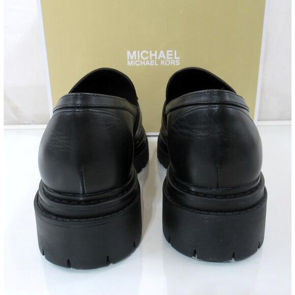 Women's Shoes Michael Kors Parker Lug Loafer MK Chain Leather Black Size 8 - Picture 5 of 7